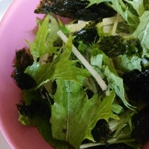 水菜と長芋の韓国のりあえサラダ